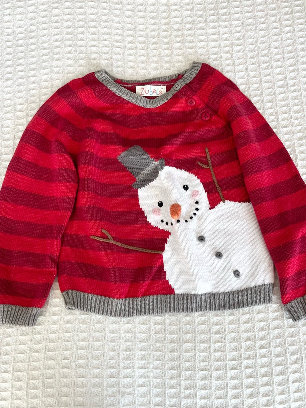 Zubels Red Stripe Snowman Knit Sweater - Kids size 3Y